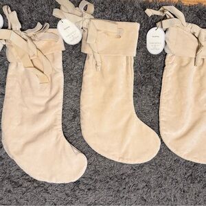 Studio McGee Threshold Velvet Tan Holiday Stocking Set